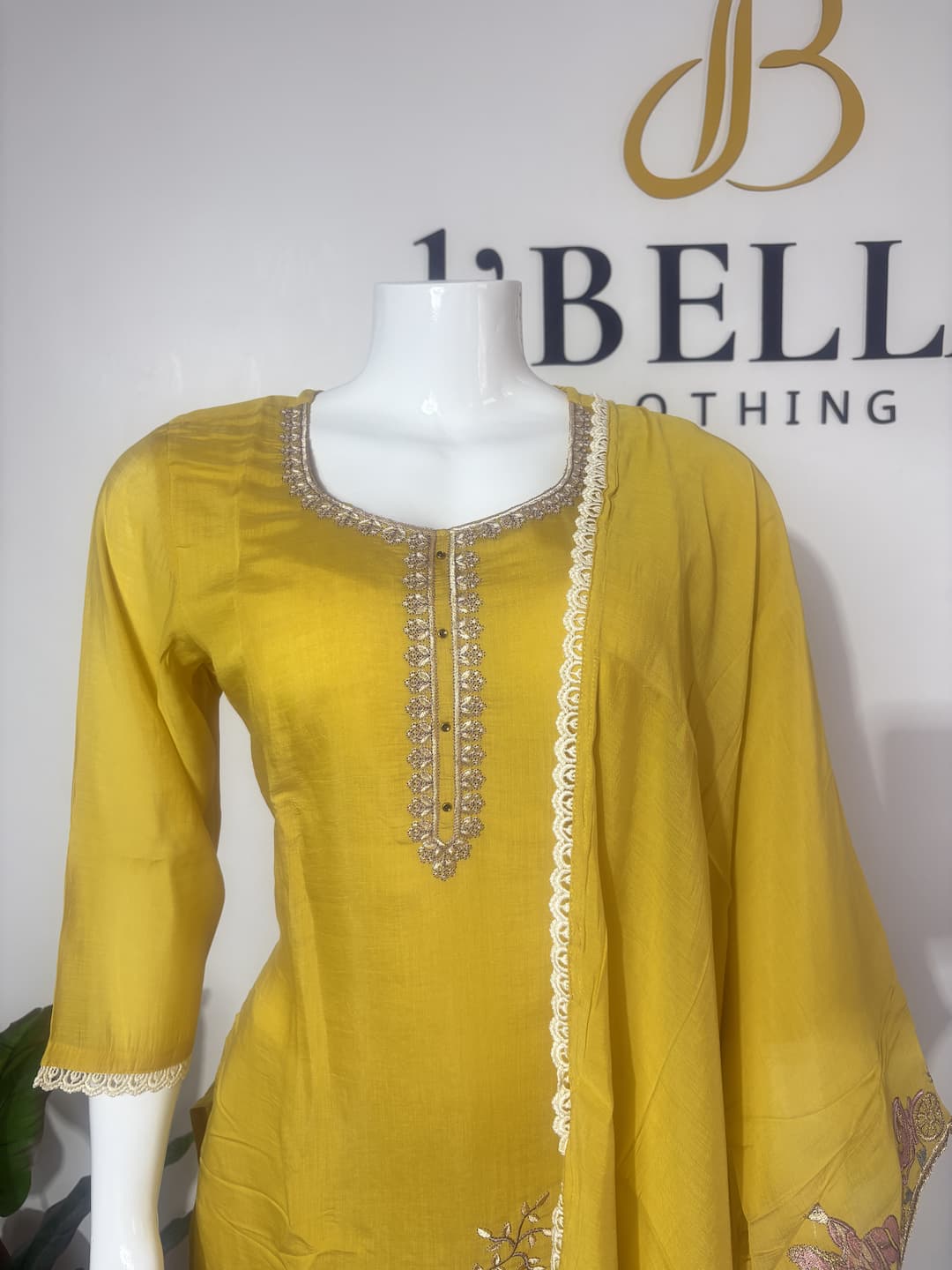 Yellow Cotton Embroidered Kurtha Set with Cotton Dupatta for Women